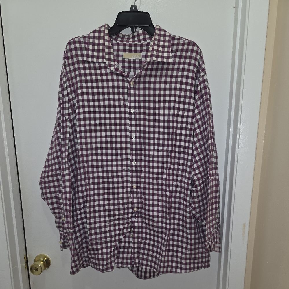 Men's Checkered Shirt - Maroon and White